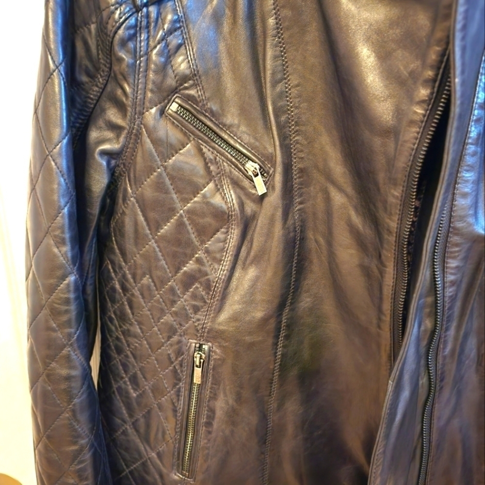 Black Rivet 100% Genuine Leather Jacket Large - Picture 4 of 7